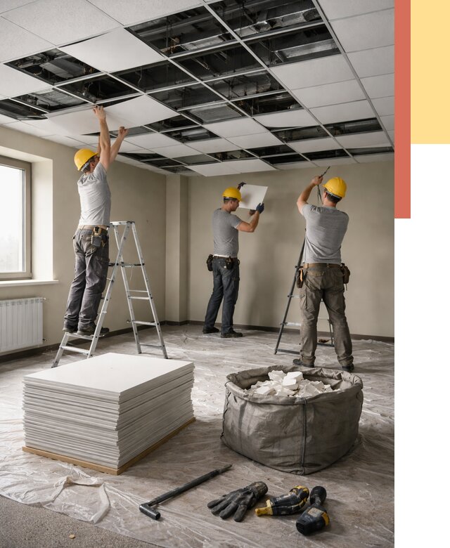 Демонтаж потолка Армстронг в Домодедово от 4737 руб. быстро и недорого | ОТДЕЛОЧНИК-Дмд