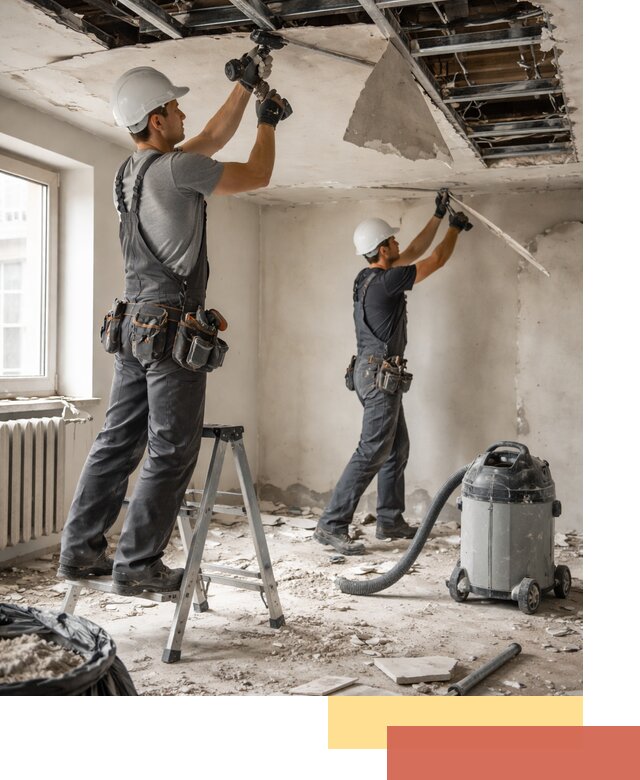 Демонтаж гипсокартонного потолка в Домодедово быстро и аккуратно