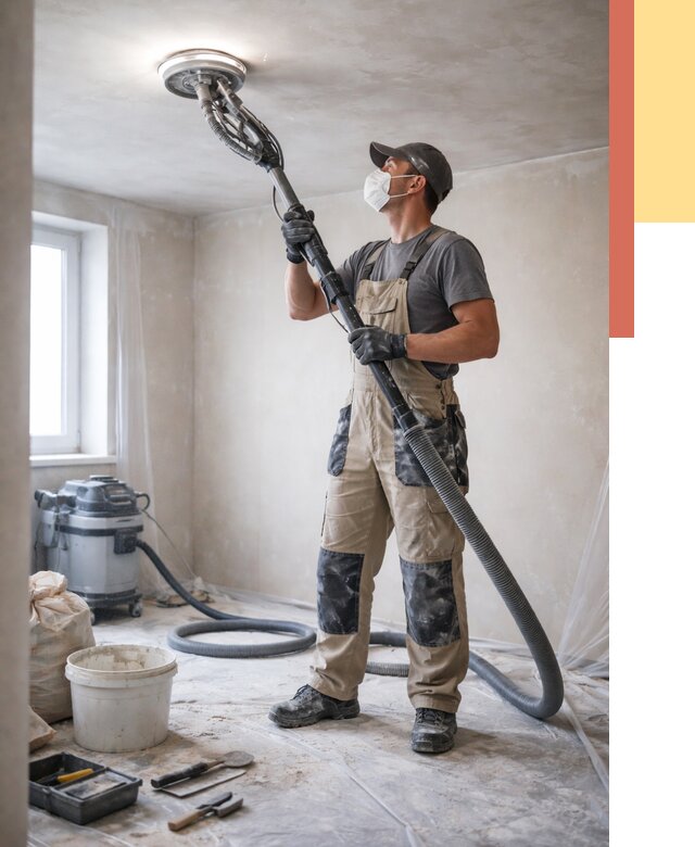 Шлифовка потолка в Домодедово от 3684 руб. — услуги шлифования потолка | ОТДЕЛОЧНИК-Дмд