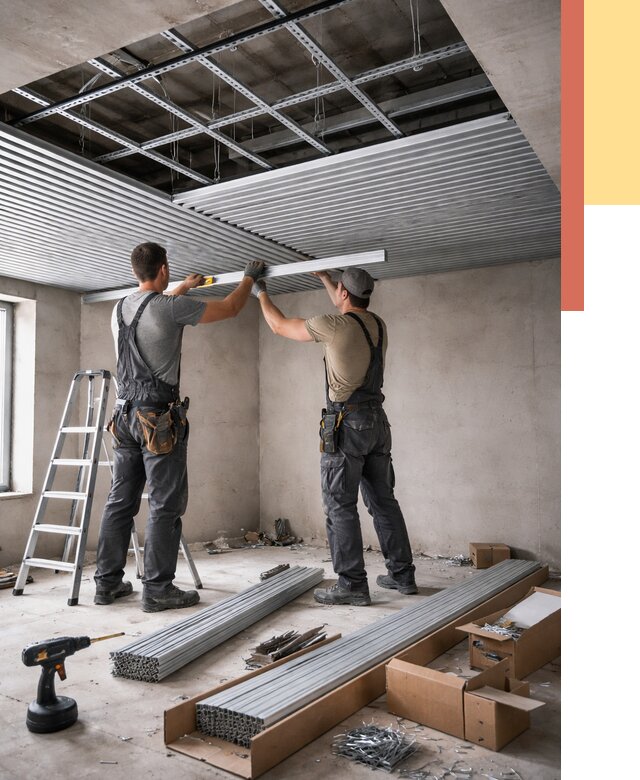 Монтаж реечного потолка в Домодедово от 4737 руб. под ключ | ОТДЕЛОЧНИК-Дмд