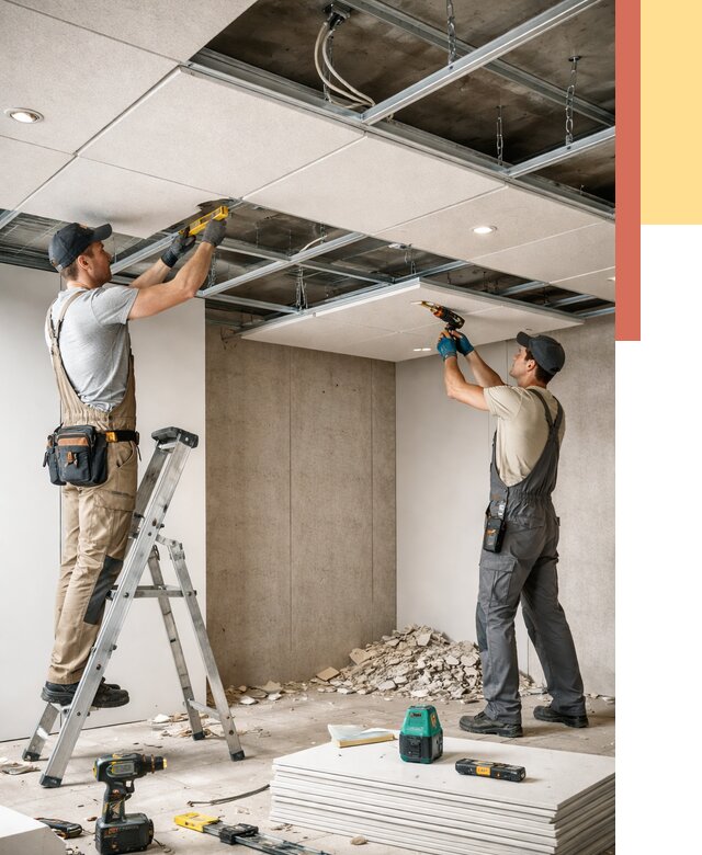 Монтаж акустического потолка в Домодедово от 6842 руб/м2 — быстро и недорого | ОТДЕЛОЧНИК-Дмд