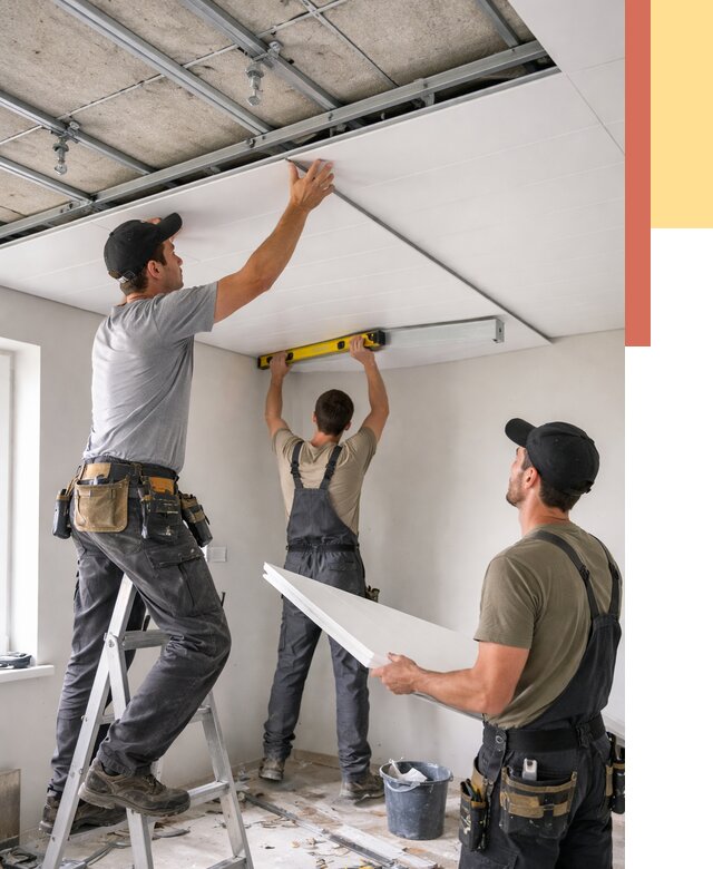 Монтаж потолка из ПВХ панелей в Домодедово от 3684 руб./м2 — быстро и недорого | ОТДЕЛОЧНИК-Дмд