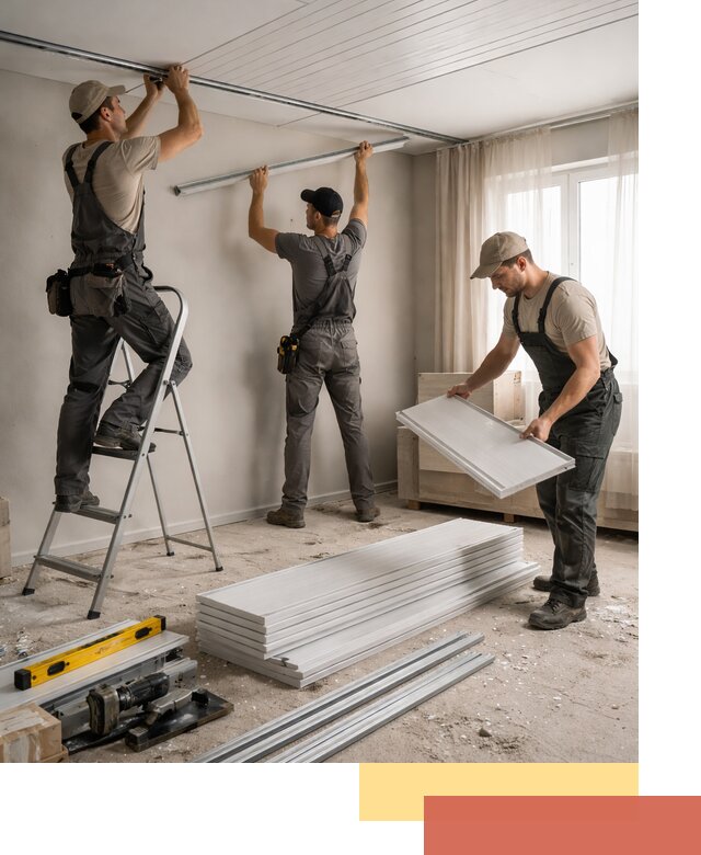 Монтаж потолка из ПВХ панелей в Домодедово оперативно и качественно