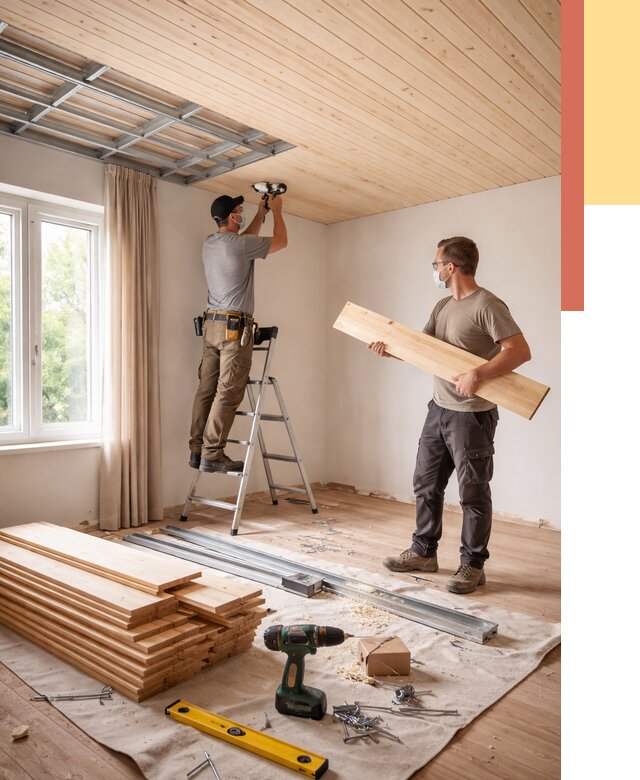 Монтаж потолка из вагонки в Домодедово от 6842 руб. | Быстро и недорого — ОТДЕЛОЧНИК-Дмд