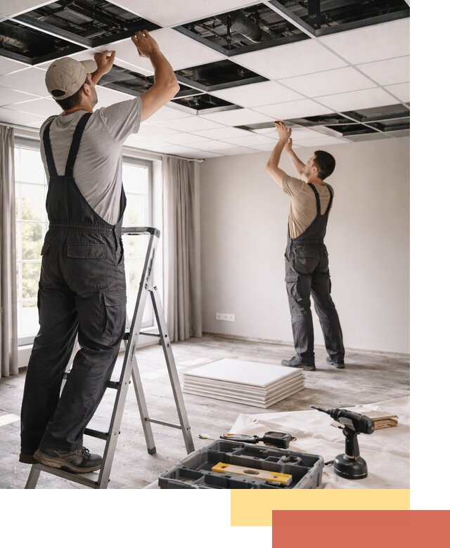 Замена плит подвесного потолка в Домодедово быстро и качественно