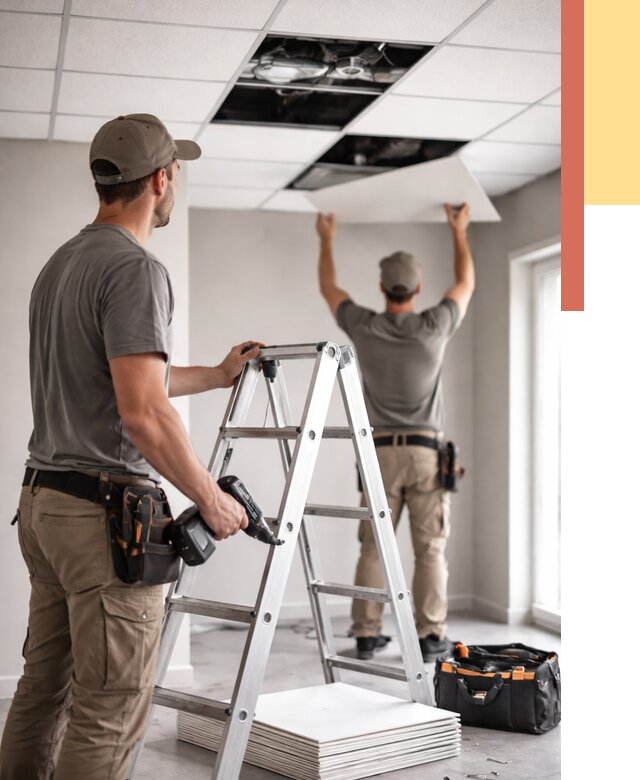 Обслуживание подвесного потолка в Домодедово от 3684 руб. — быстро и недорого | ОТДЕЛОЧНИК-Дмд