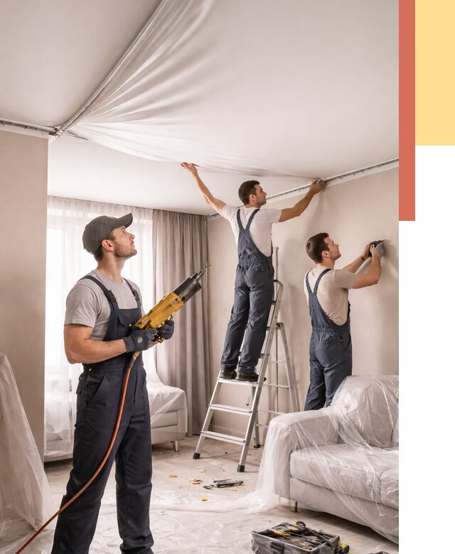 Установка натяжного потолка в Домодедово от 4737 руб. | Быстро и недорого — ОТДЕЛОЧНИК-Дмд