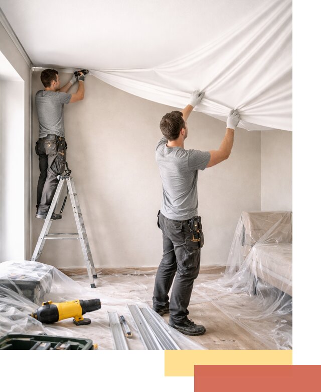 Монтаж тканевого натяжного потолка в Домодедово недорого и быстро