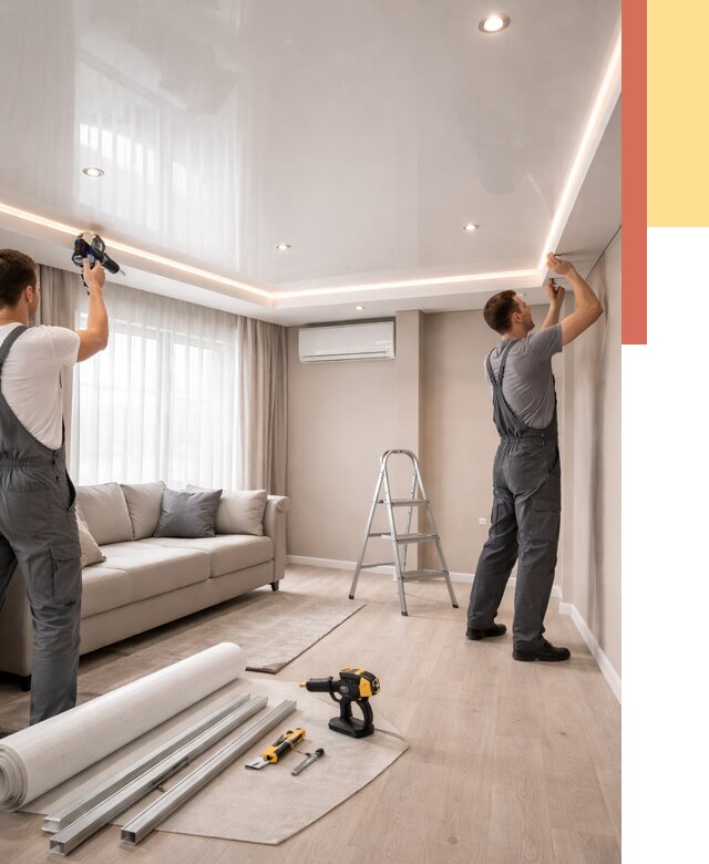 Монтаж глянцевого натяжного потолка в Домодедово от 789 руб. под ключ | ОТДЕЛОЧНИК-Дмд