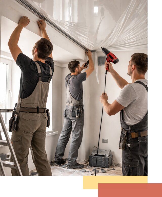 Монтаж глянцевого натяжного потолка в Домодедово быстро и качественно