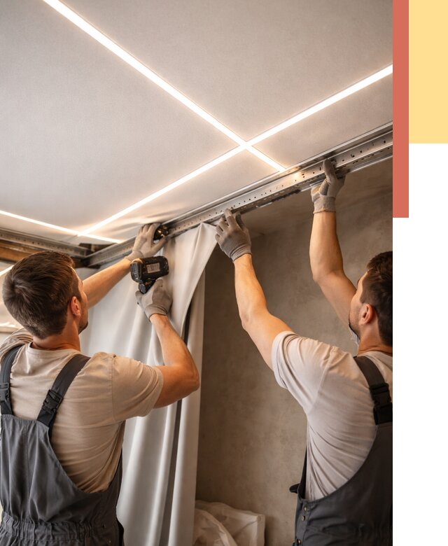 Монтаж натяжного потолка со световыми линиями в Домодедово от 1263 руб. | ОТДЕЛОЧНИК-Дмд