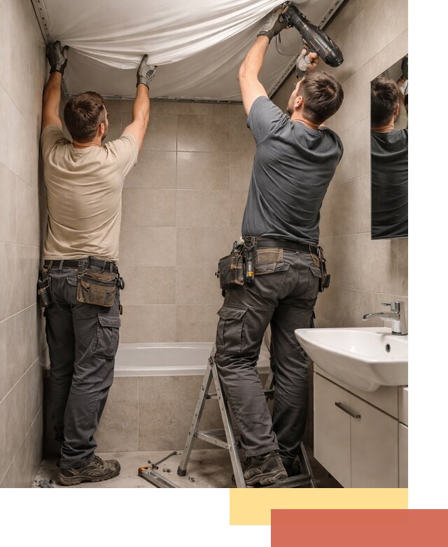 Монтаж натяжного потолка в ванной в Домодедово быстро и качественно