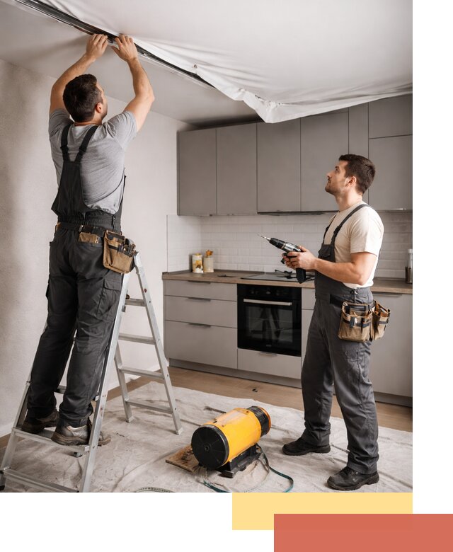 Монтаж натяжного потолка на кухне в Домодедово