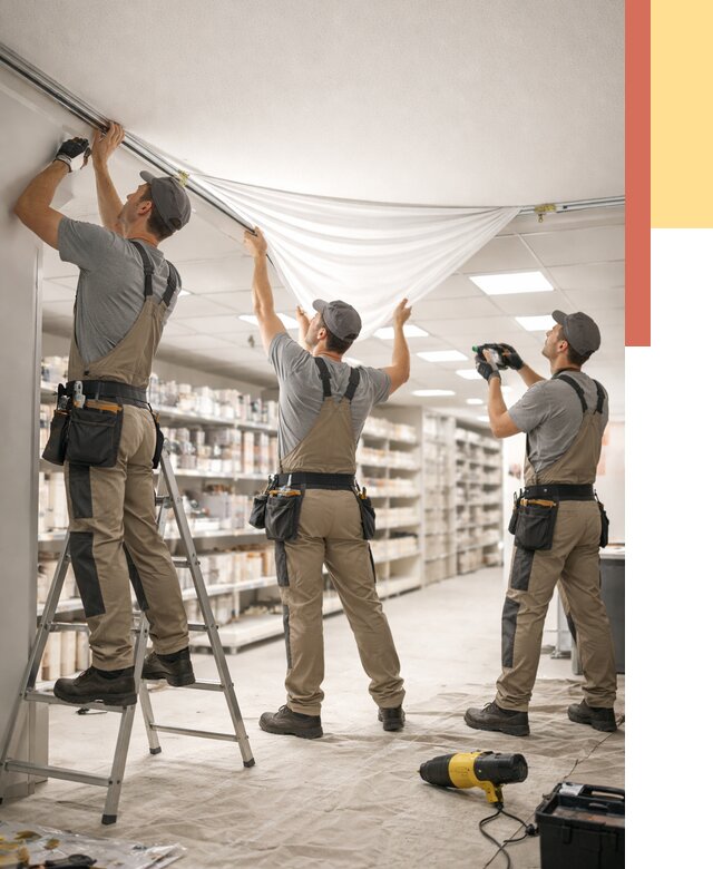 Монтаж натяжного потолка в магазине в Домодедово от 4737 руб. быстро и недорого | ОТДЕЛОЧНИК-Дмд