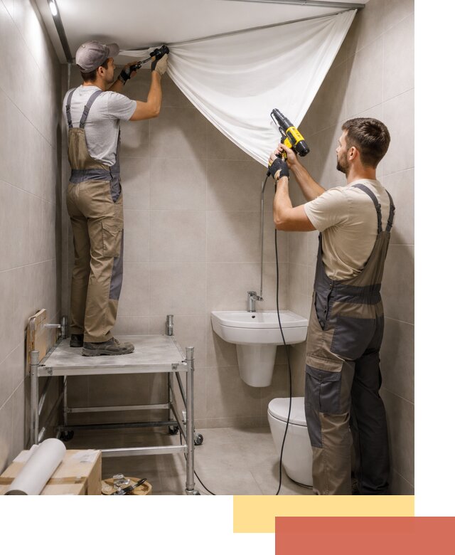 Монтаж натяжного потолка в санузле в Домодедово