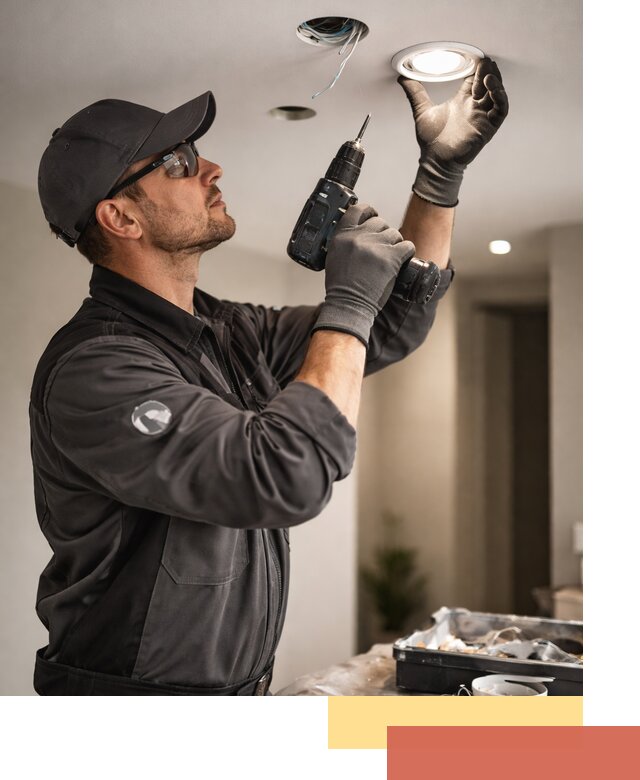 Установка точечных светильников в натяжной потолок в Домодедово