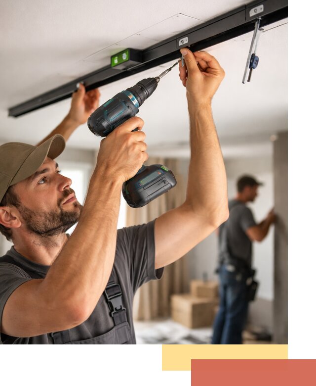 Установка трековых светильников в натяжной потолок в Домодедово