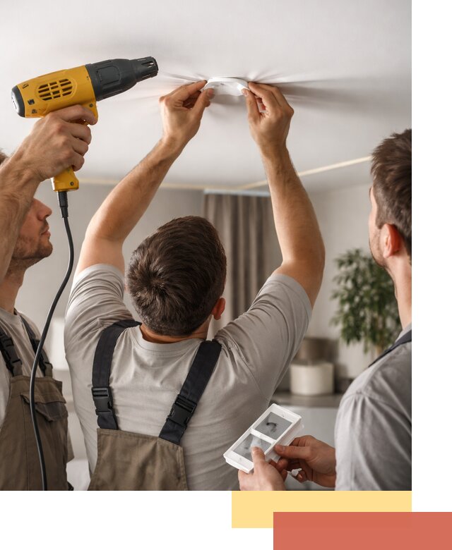 Ремонт прокола полотна натяжного потолка в Домодедово