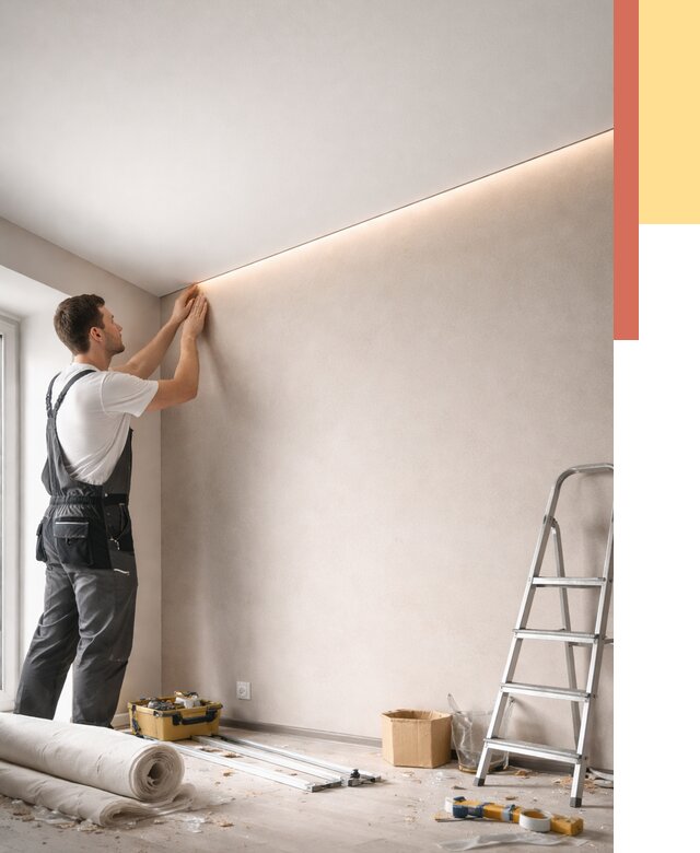 Теневые натяжные потолки в Домодедово от 8631 руб. под ключ | ОТДЕЛОЧНИК-Дмд