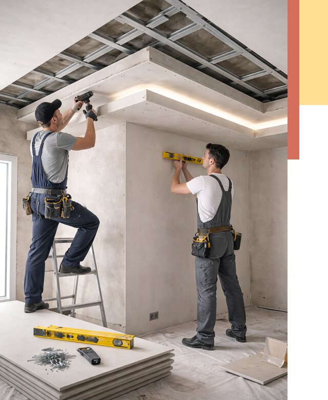 Двухуровневый потолок из гипсокартона в Домодедово от 1526 руб. под ключ | ОТДЕЛОЧНИК-Дмд