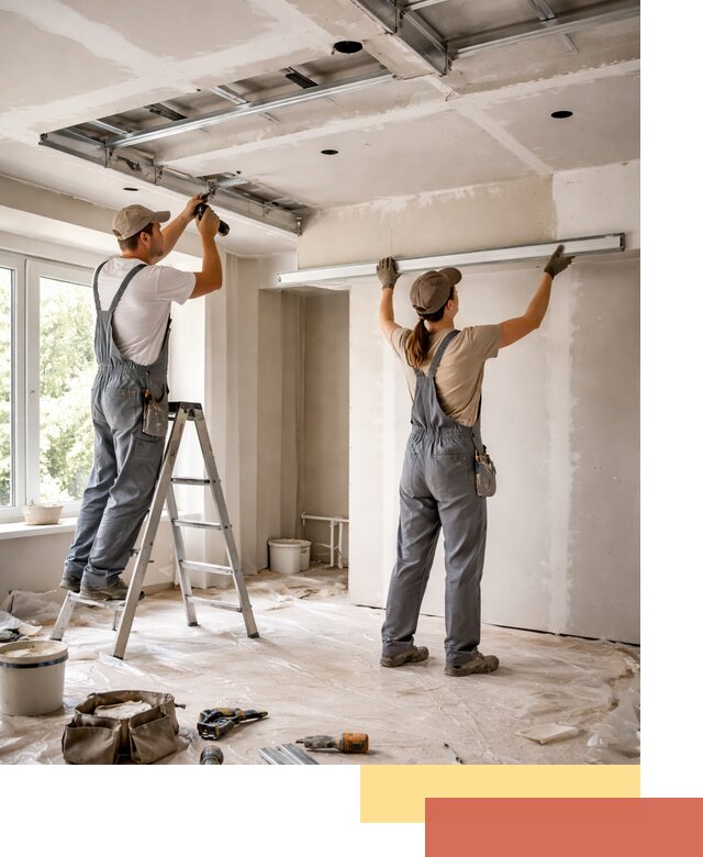 Монтаж многоуровневого потолка из гипсокартона в Домодедово