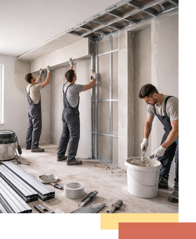 Монтаж потолка из гипсокартона с нишей в Домодедово