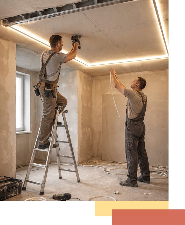 Потолок из гипсокартона с подсветкой в Домодедово