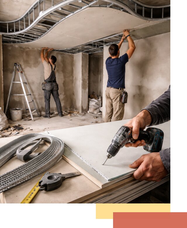 Криволинейный потолок из гипсокартона в Домодедово — монтаж и отделка