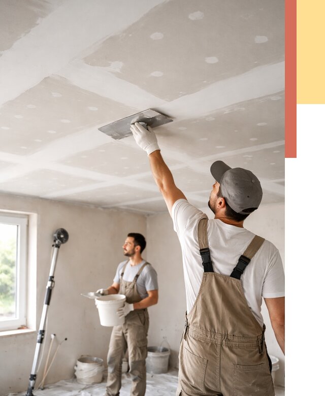 Шпаклевка потолка из гипсокартона в Домодедово от 3368 руб./м2 — услуги под ключ | ОТДЕЛОЧНИК-Дмд
