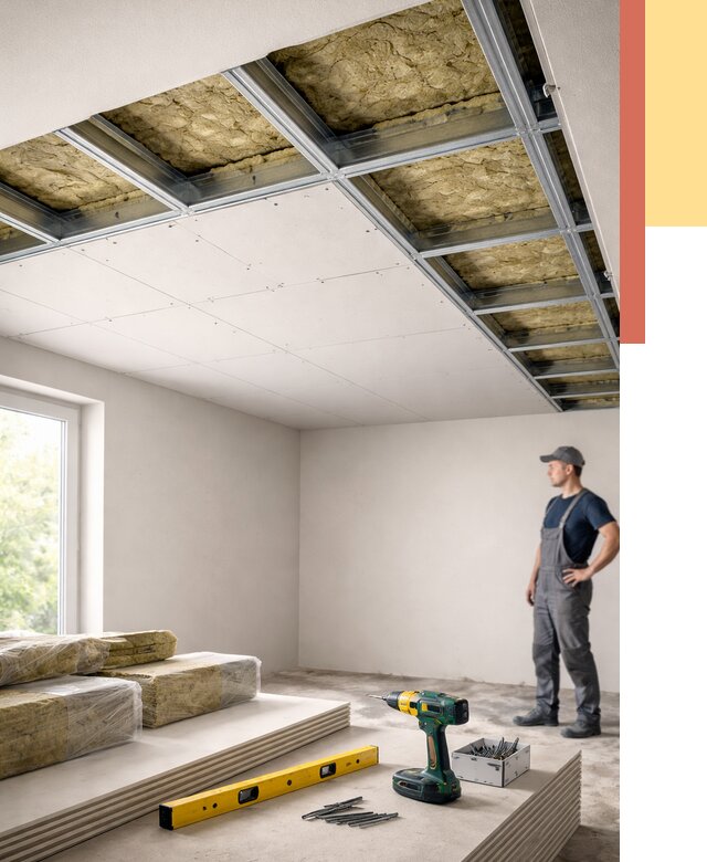 Звукоизоляция потолка ГКЛ в Домодедово от 1000 руб. — монтаж под ключ | ОТДЕЛОЧНИК-Дмд