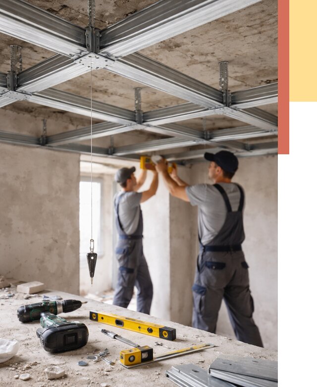Монтаж каркаса потолка из профиля в Домодедово от 4737 руб. — услуги ОТДЕЛОЧНИК-Дмд