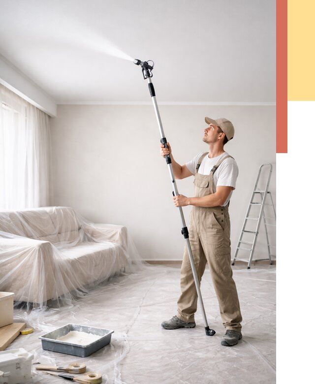 Покраска потолка краскопультом в Домодедово от 4737 руб. быстро и недорого | ОТДЕЛОЧНИК-Дмд