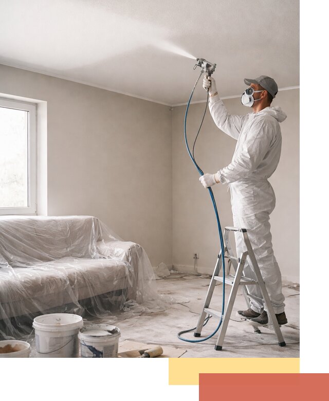 Покраска потолка краскопультом в Домодедово быстро и качественно