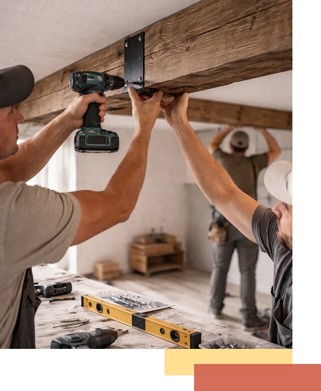 Монтаж декоративных потолочных балок в Домодедово